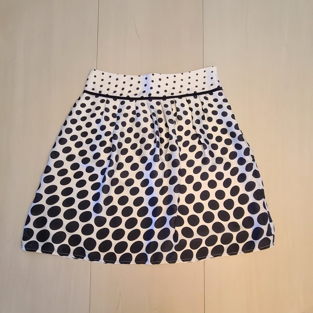 Shelley Klassen Elegant Black and White Polka Dot A-Line Skirt